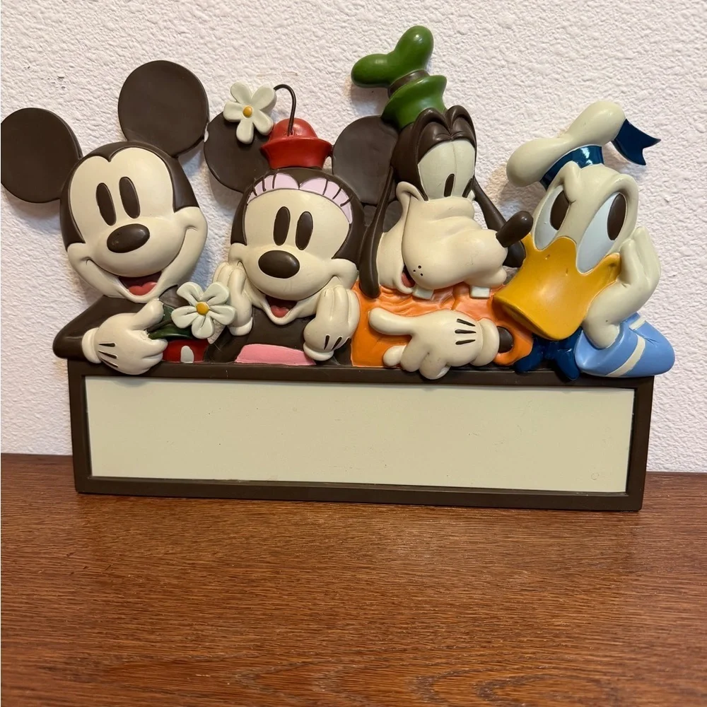 Disney Magnetic Nameplate Wall Plaque – Mickey, Minnie, Goofy & Donald 14” Resin